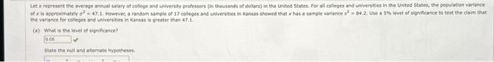 Solved The Variance For Colleges And Unervies In Kansas Is 