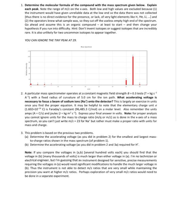 1. Determine the molecular formula of the compound | Chegg.com