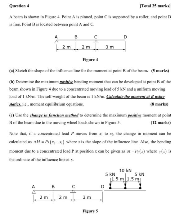 Solved Question 4 Total 25 marks) A beam is shown in Figure | Chegg.com