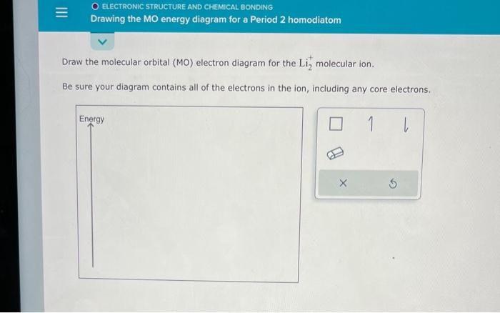 Solved Draw The Molecular Orbital Mo Electron Diagram For Chegg Com