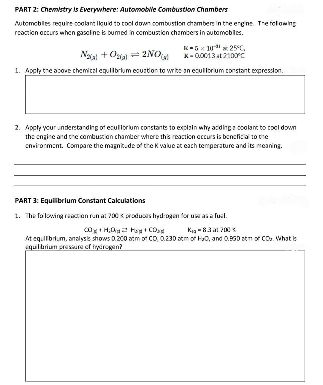 Solved PART 2 Chemistry is Everywhere Automobile