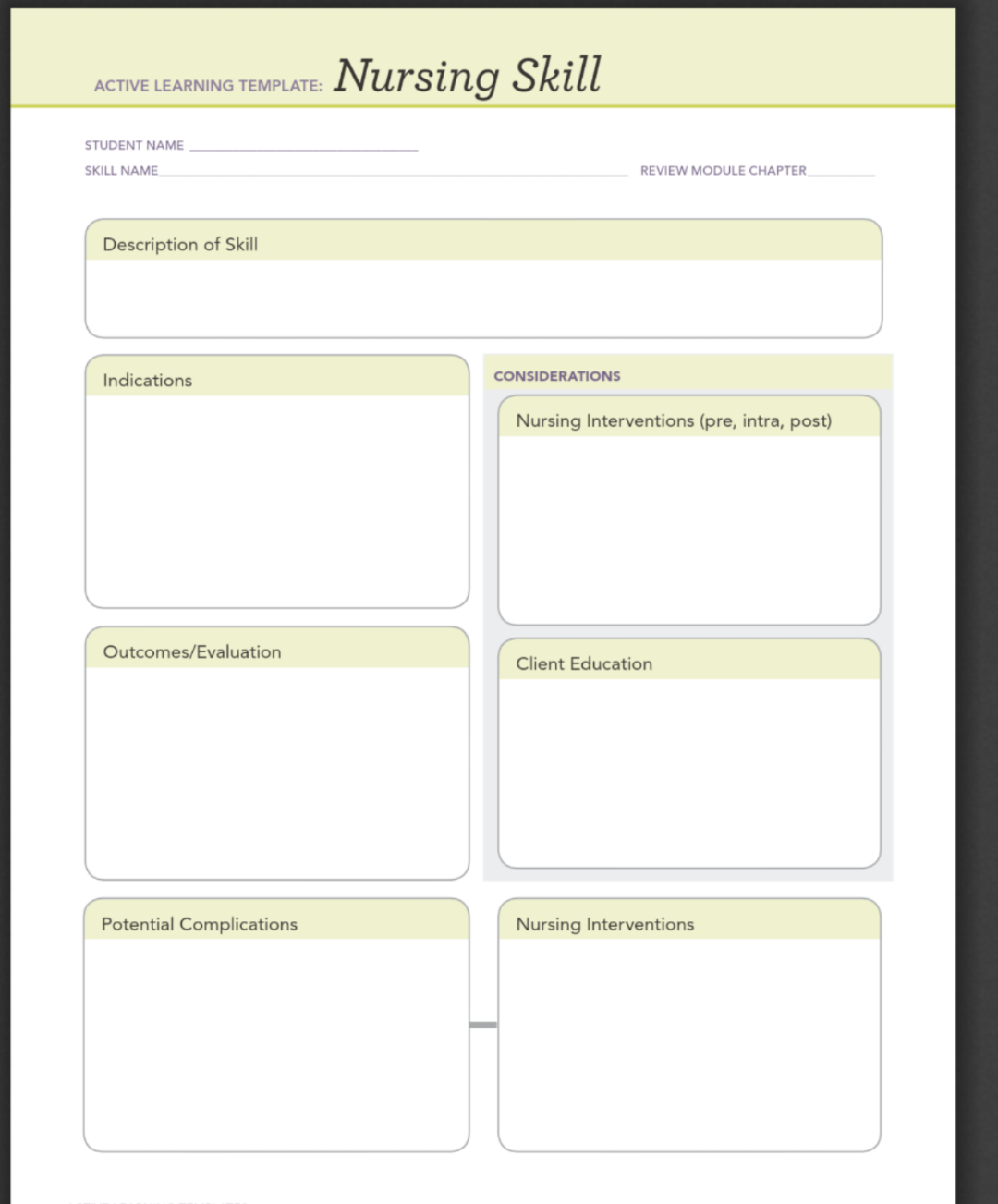Solved Complete 1 Nursing Skills Active Learning Template an