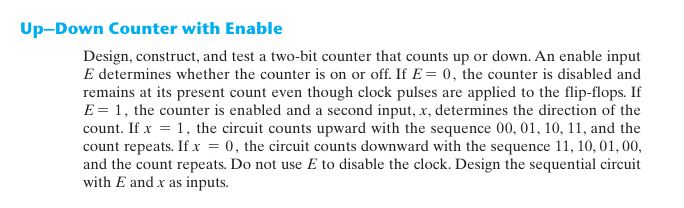 Solved Up-Down Counter with Enable Design, construct, and | Chegg.com