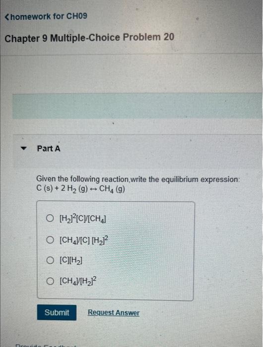 Solved Given the following reaction, write the equilibrium | Chegg.com