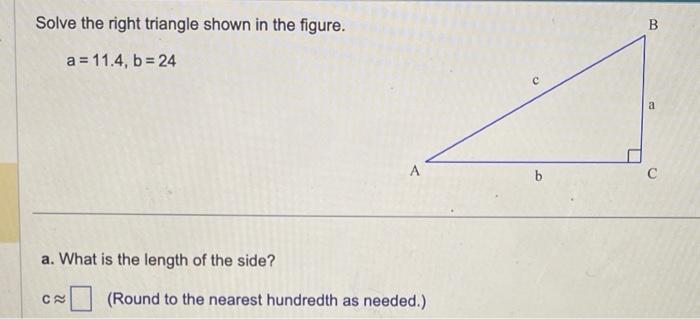 Solved Solve the right triangle shown in the figure. | Chegg.com