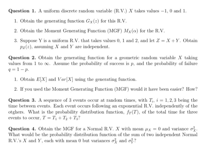 Solved Question 1 A Uniform Discrete Random Variable R Chegg Com