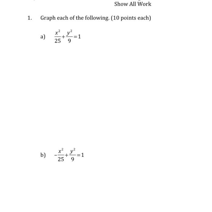 Solved Show All Work Graph each of the following: (10 points | Chegg.com
