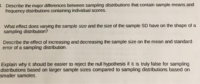 Solved . Describe the major differences between sampling | Chegg.com