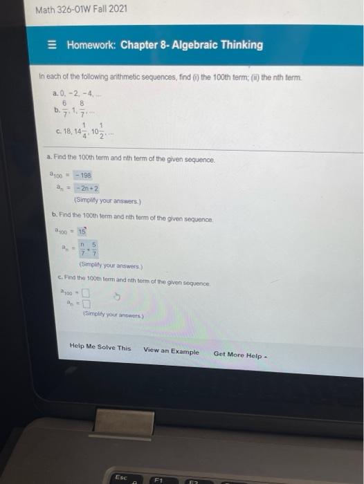 Solved Math 326-01W Fall 2021 Homework: Chapter 8- Algebraic | Chegg.com