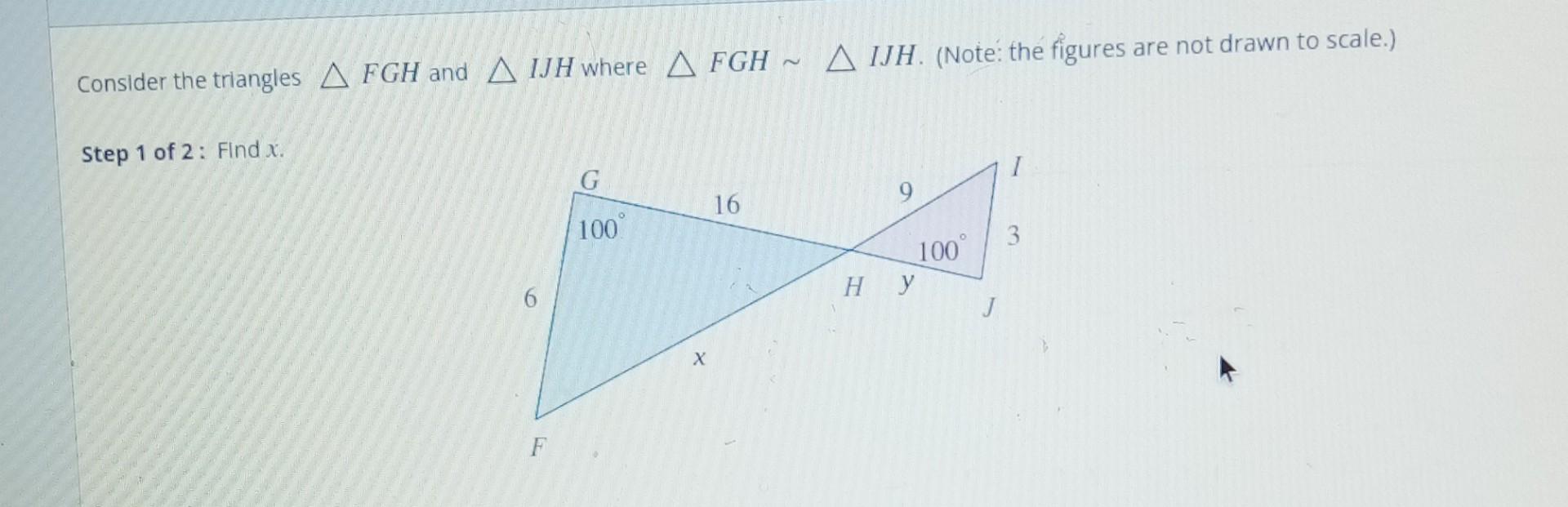 Solved Consider The Triangles Fgh And Ijh Where Fgh∼ Ijh 8346