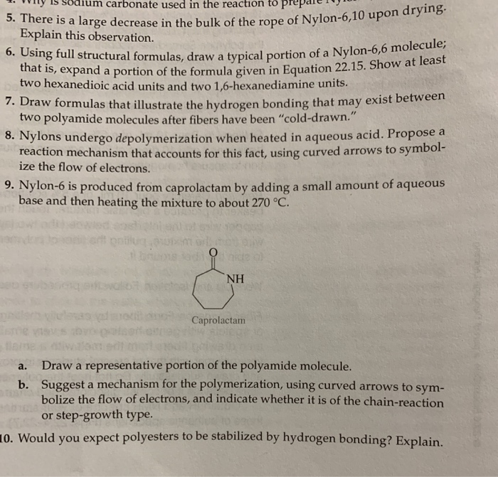 of the rope of Nylon6,10 upon drying. typical