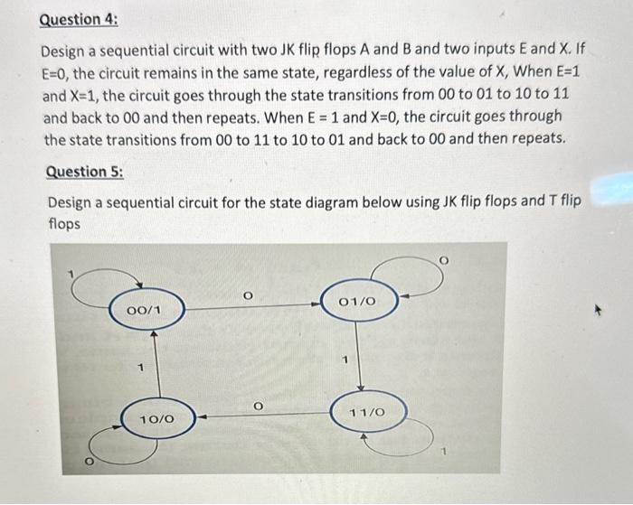 Solved Question 4: Design a sequential circuit with two JK | Chegg.com