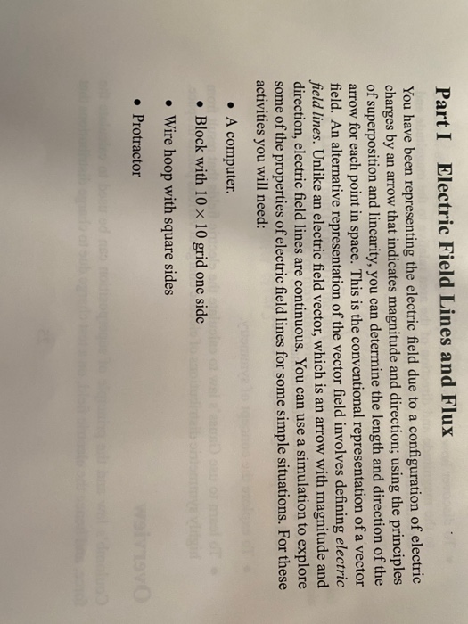 Part I Electric Field Lines and Flux You have been | Chegg.com