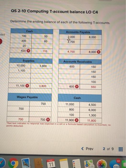 Solved QS 2-10 Computing T-account balance LO C4 Determine | Chegg.com