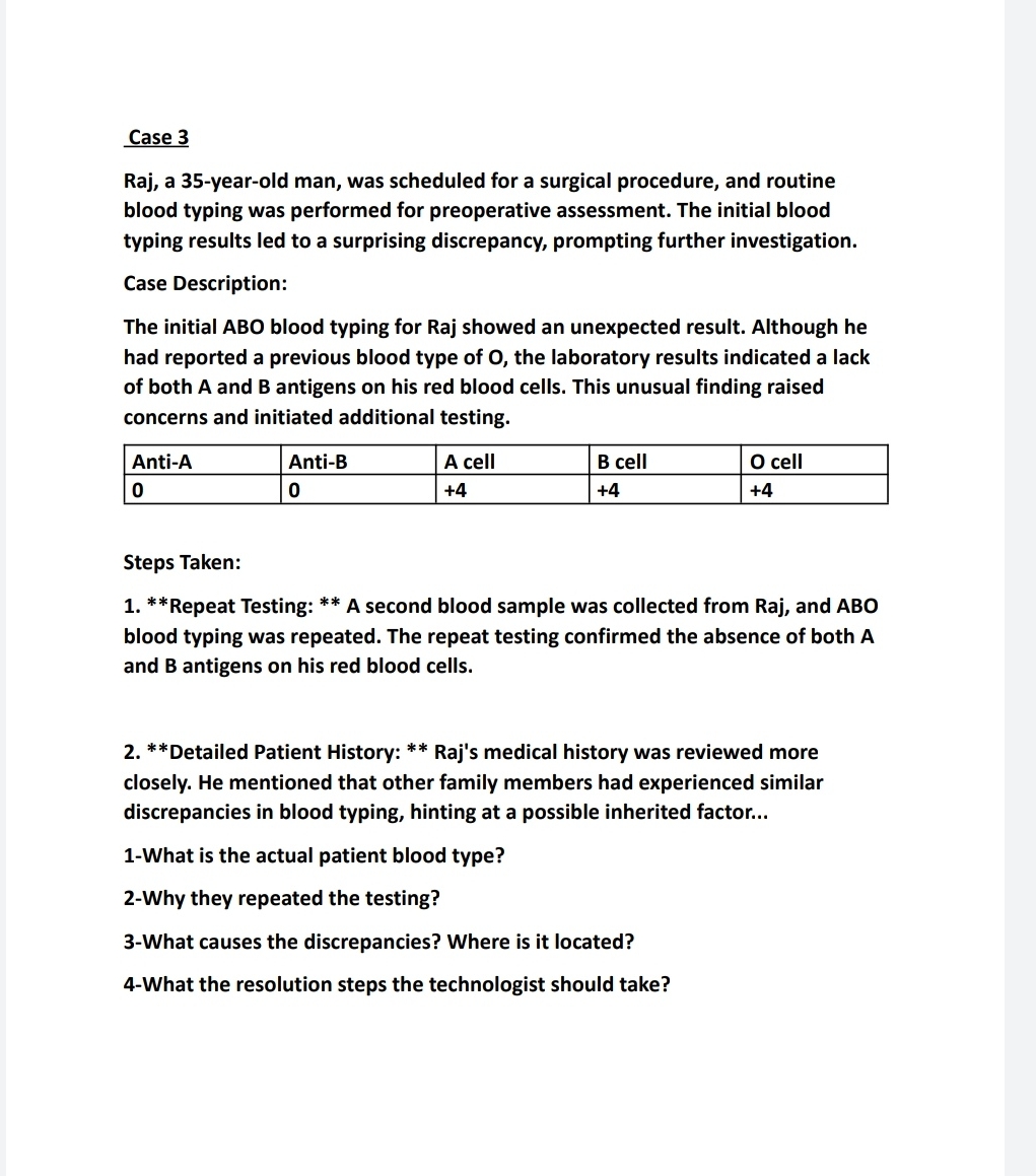 Solved Case 3Raj, a 35-year-old man, was scheduled for a | Chegg.com