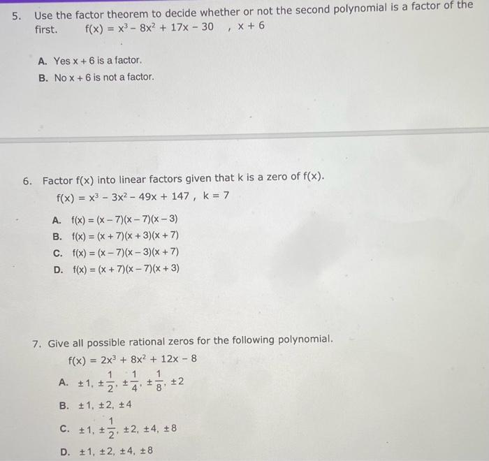 Use the factor theorem to determine which of the following is NOT one of  the factors of 4x^4 - 21x^3 - 