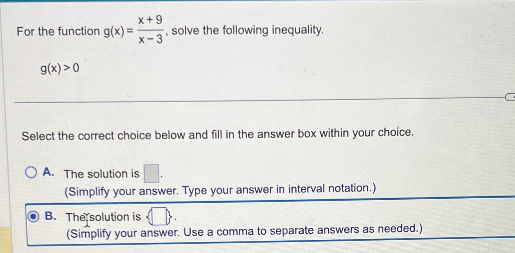 Solved For the function g(x)=x 9x 3 ﻿solve the following Chegg com