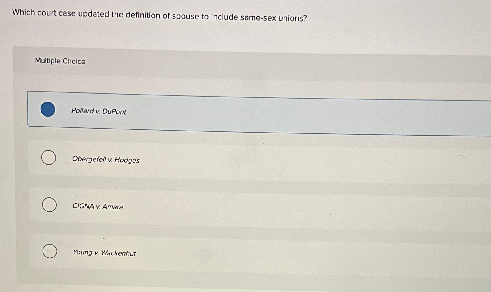 Solved Which court case updated the definition of spouse to