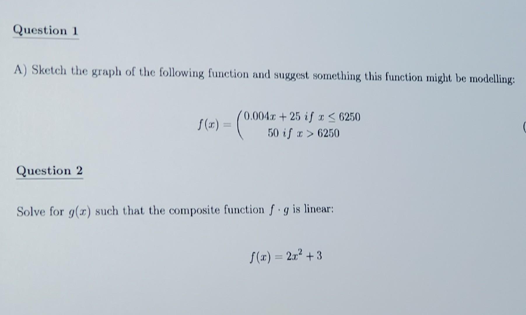 Solved Question 1 A) Sketch the graph of the following | Chegg.com