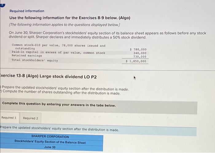 Solved Required information Use the following information | Chegg.com