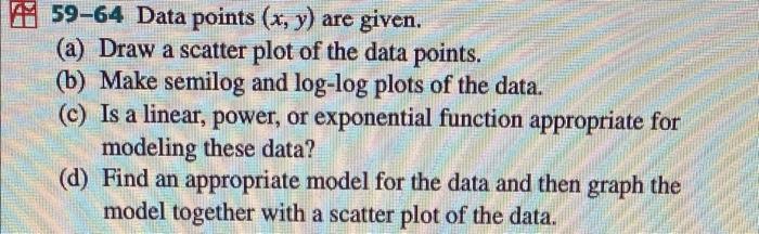 Solved 4 59-64 Data points (x, y) are given. (a) Draw a | Chegg.com