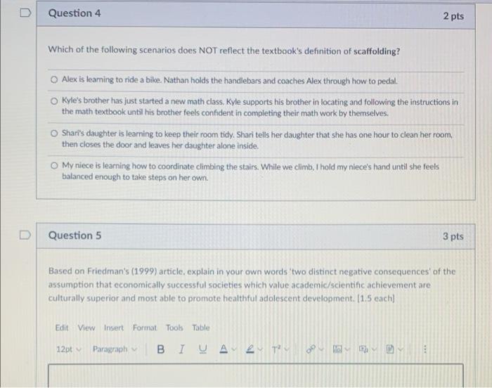 Solved D Question 4 2 pts Which of the following scenarios | Chegg.com