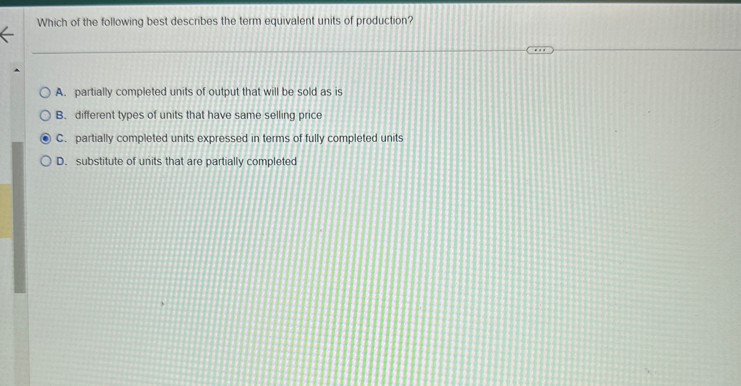 Solved Which of the following best describes the term | Chegg.com