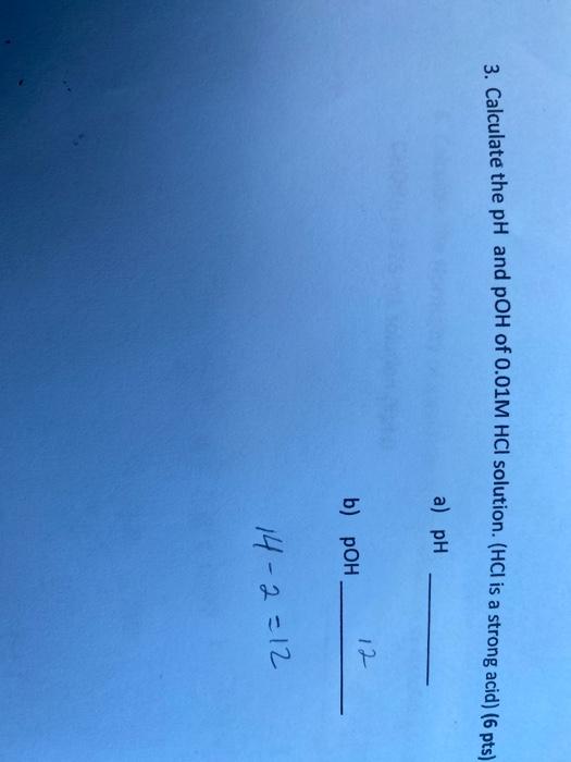 calculate ph & poh of 0.01m hcl solution