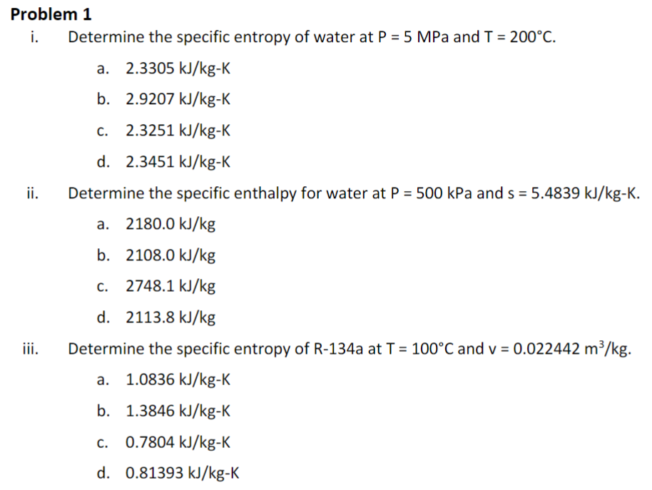 Solved Use Entropy Balance:Problem 1i. ﻿Determine the | Chegg.com