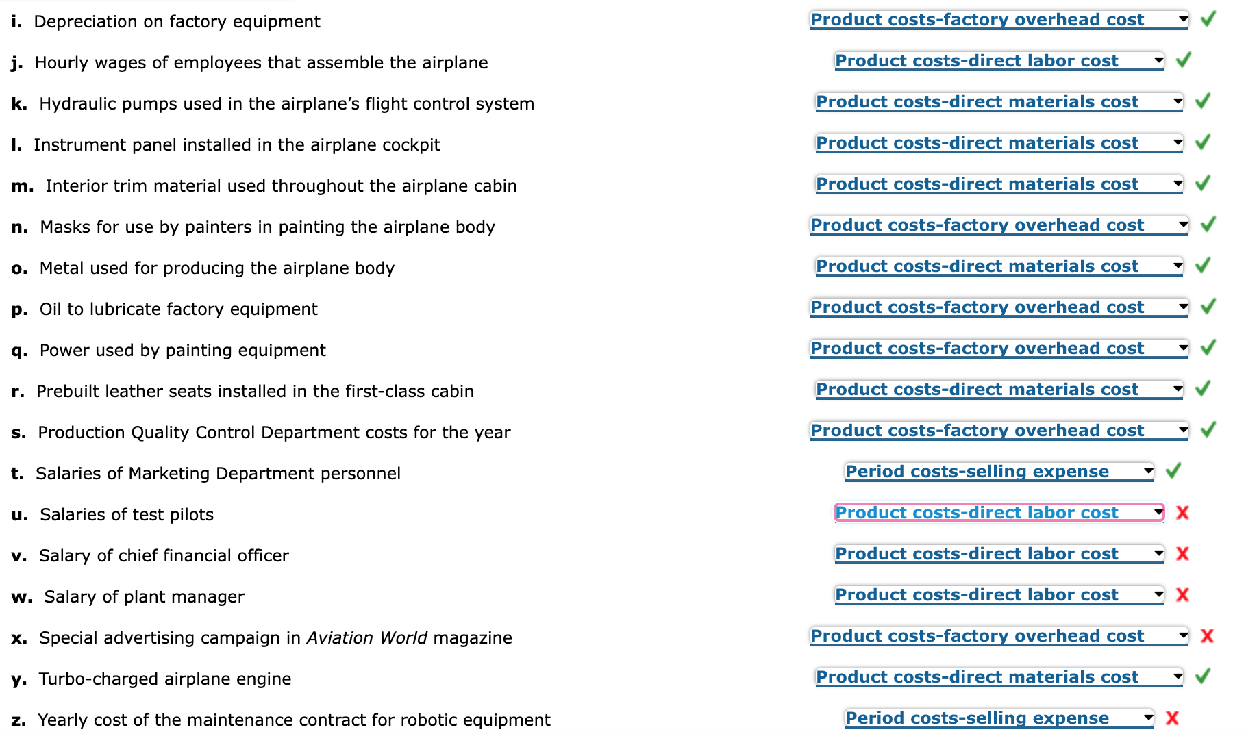 Solved Classifying CostsThe following is a list of costs | Chegg.com