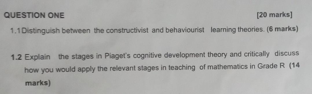 Solved 1.1 Distinguish between the constructivist and Chegg