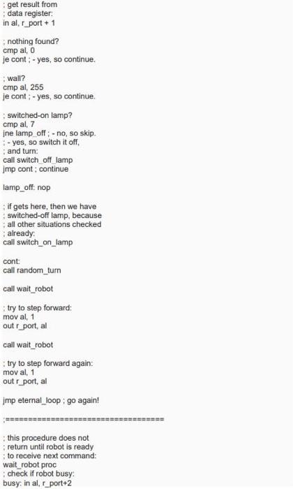 Solved Use emu 8086 to edit this program to make the robot | Chegg.com