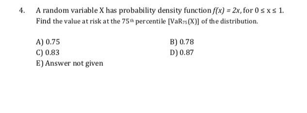 value at risk probability density function