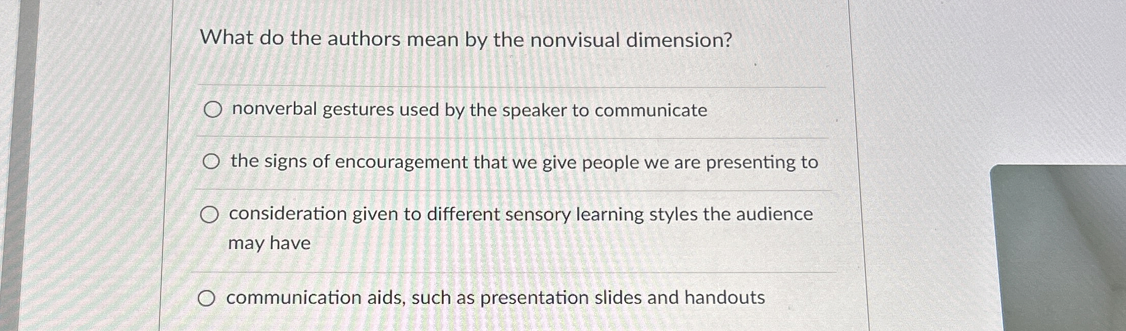 Solved What do the authors mean by the nonvisual | Chegg.com