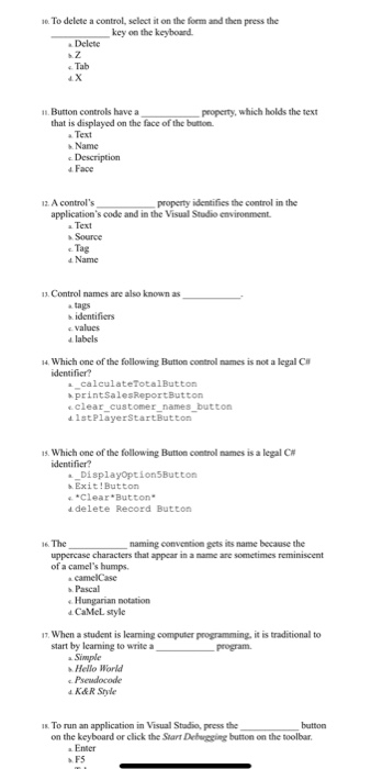 Solved Visual C#2 Practice questions for visual Studio and | Chegg.com