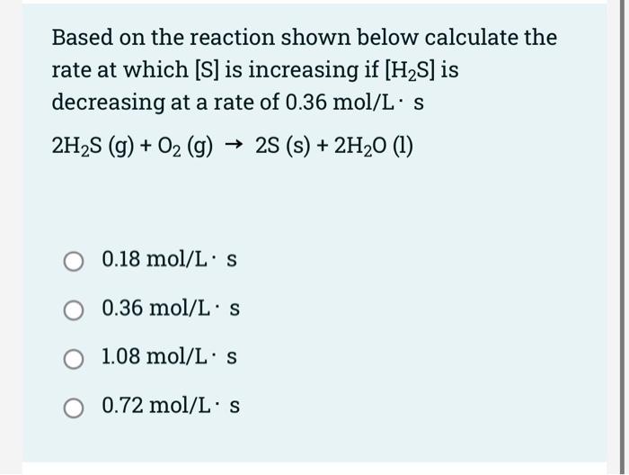 Solved Hydrogen Sulphide Reacts With Oxygen To Form Sulphur