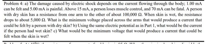 Solved Problem 4: A) The Damage Caused By Electric Shock | Chegg.com