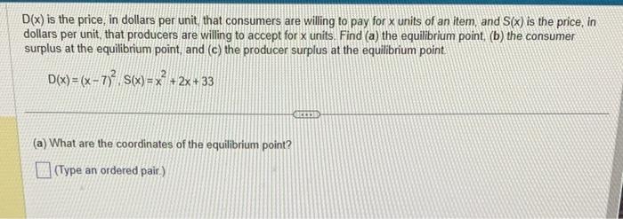 Solved b) the consumer surplus is defined for the point | Chegg.com