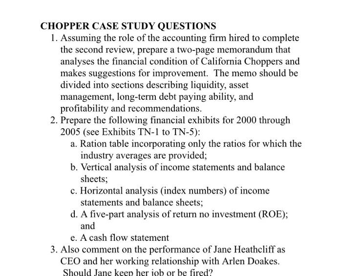 CHOPPER CASE STUDY QUESTIONS 1. Assuming the role of