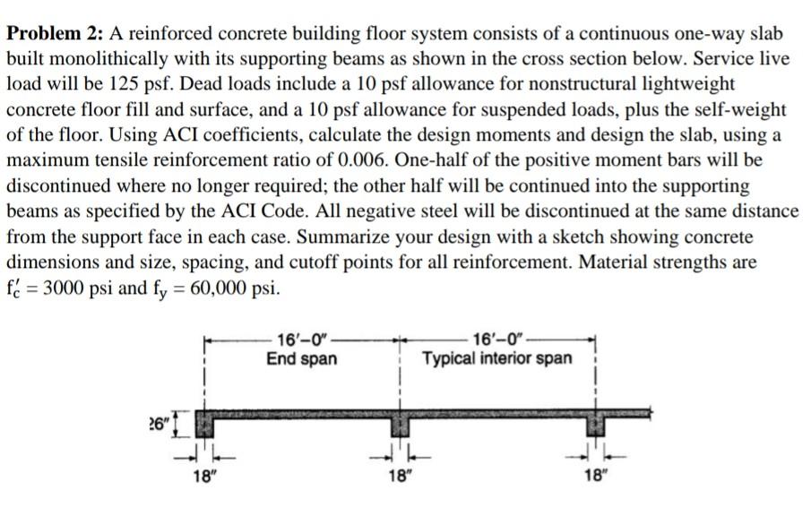 Solved Problem 2: A reinforced concrete building floor | Chegg.com