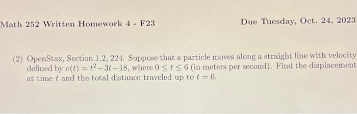 Solved Math 254 Written Homework 3 Fall 2017 Due Oct 12 Chegg Com