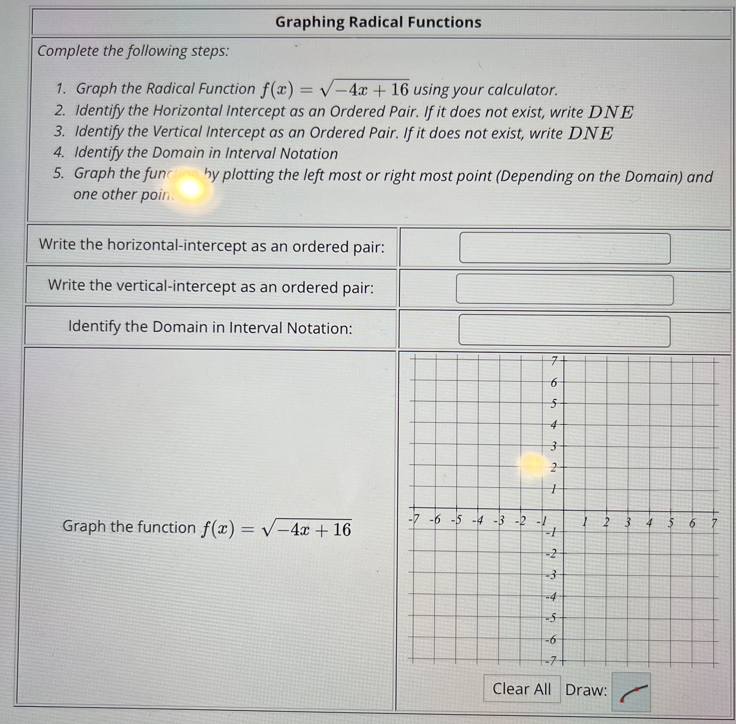 Solved Graphing Radical the following