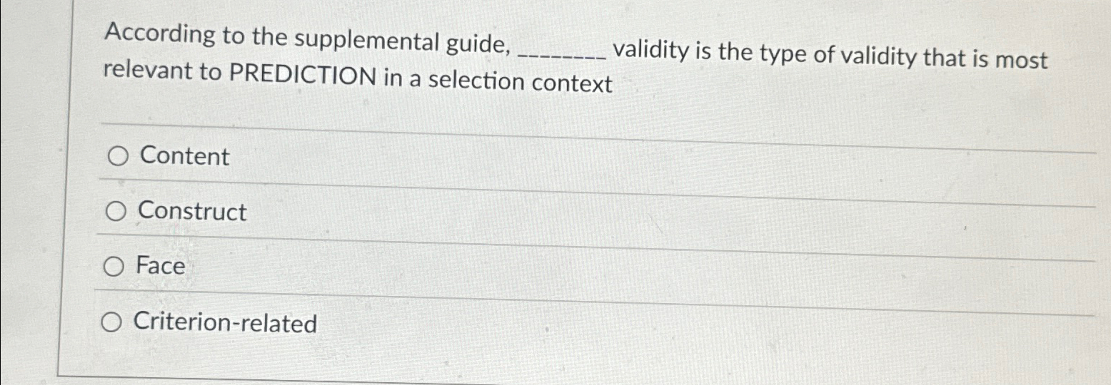 Solved According to the supplemental guide, q, ﻿validity is | Chegg.com