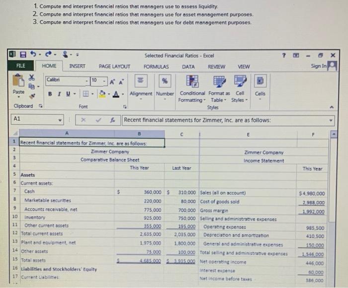 Solved 1. Compute and interpret financial ratios that | Chegg.com