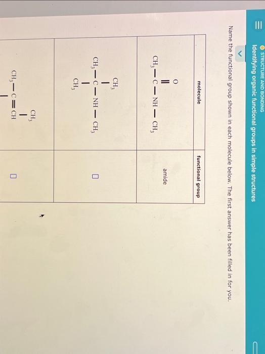 Solved Name the functional group shown in each molecule | Chegg.com
