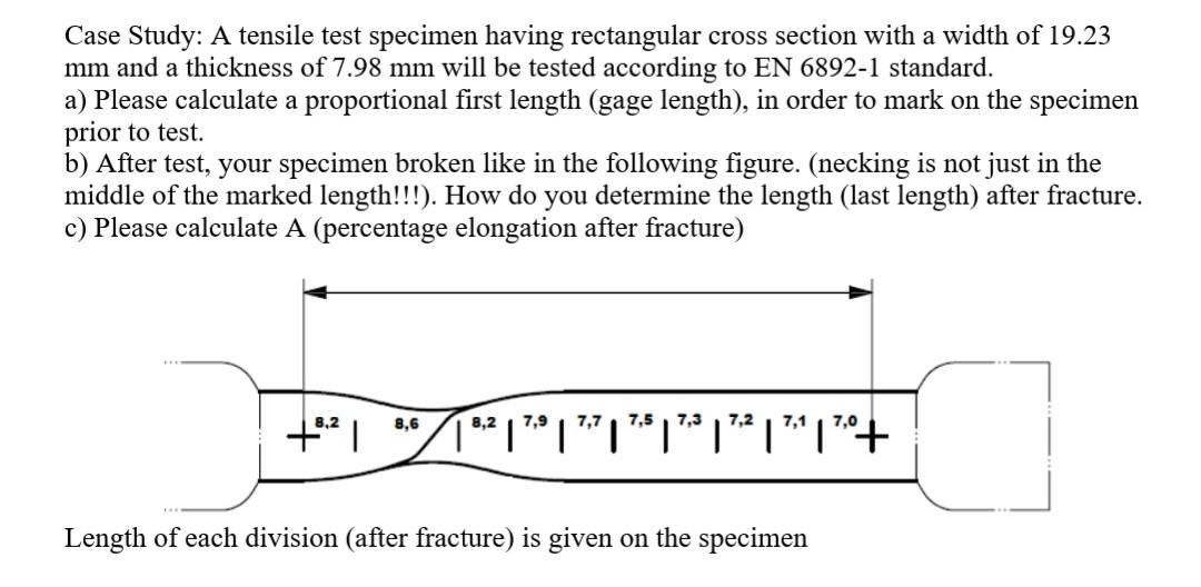 Solved Case Study A tensile test specimen having