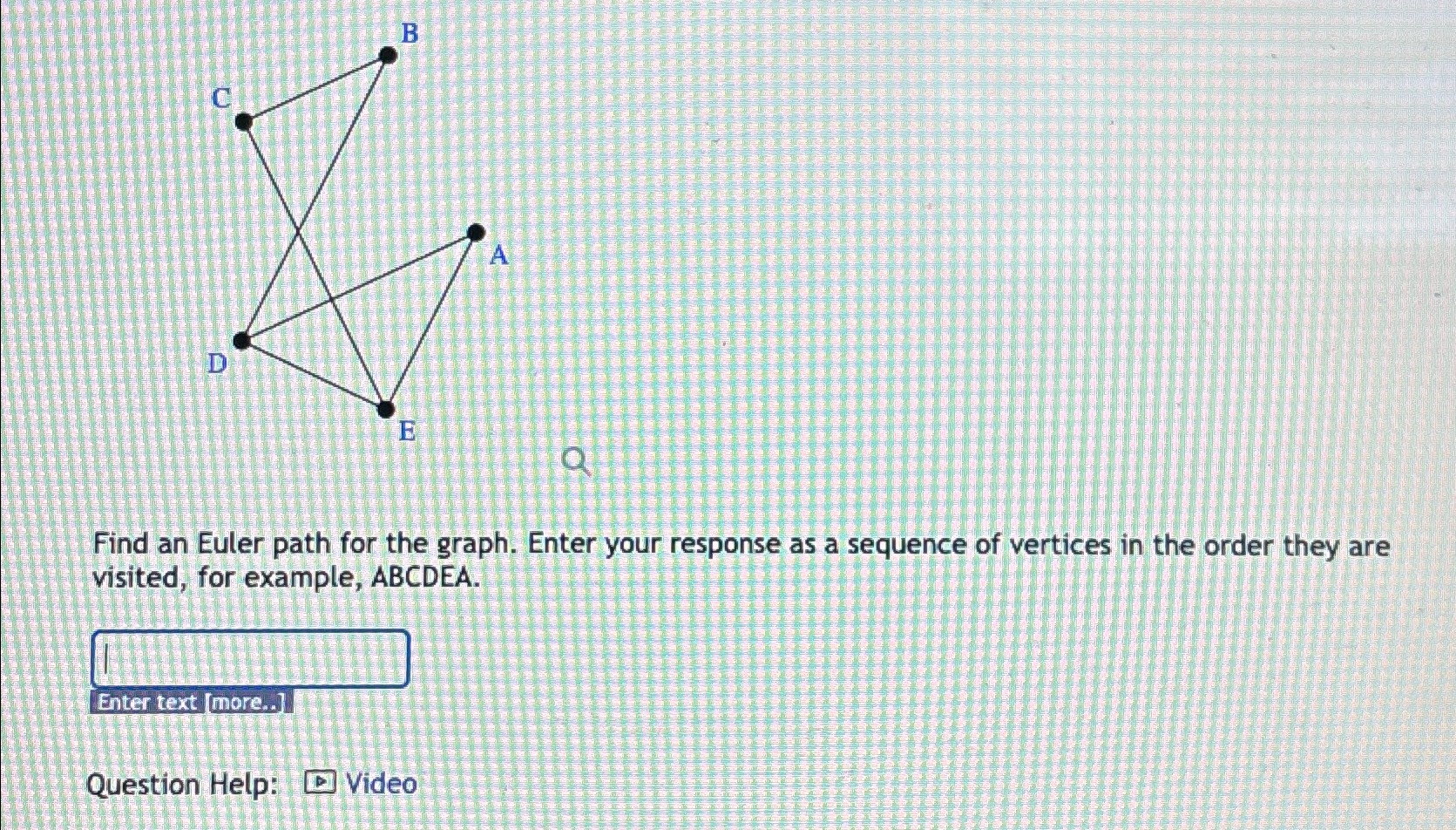 Solved Find an Euler path for the graph. Enter your response | Chegg.com