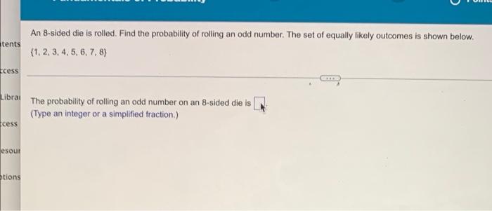 Solved Tents An 8-sided Die Is Rolled. Find The Probability | Chegg.com