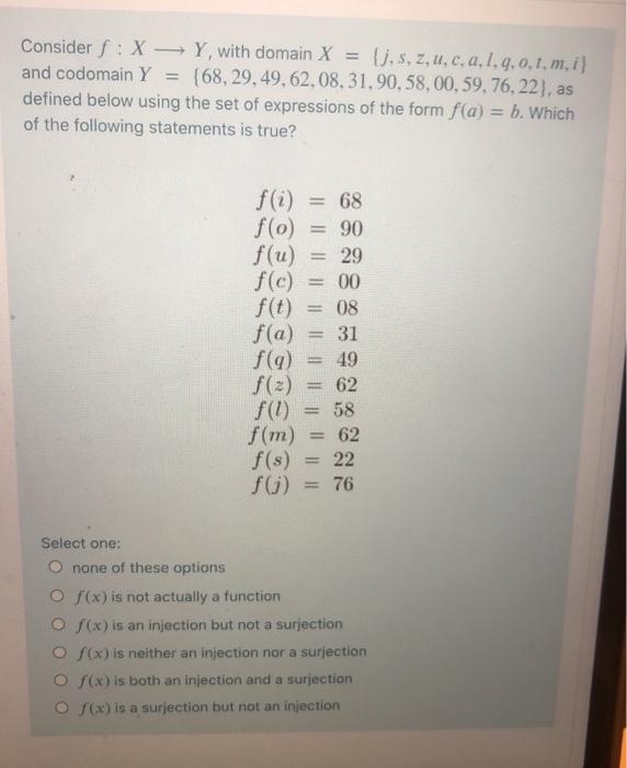 Solved Consider F X Y With Domain X J S Z U C A Chegg Com