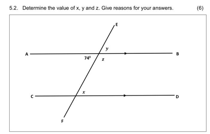 Solved 5.2. Determine the value of x,y and z. Give reasons | Chegg.com